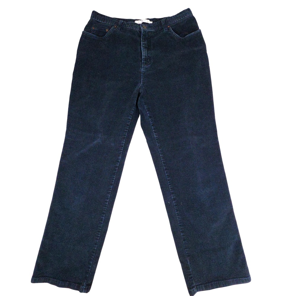 VTG Bill Blass Jeanswear Corduroy Pants Women 12P Navy Blue High Rise Straight